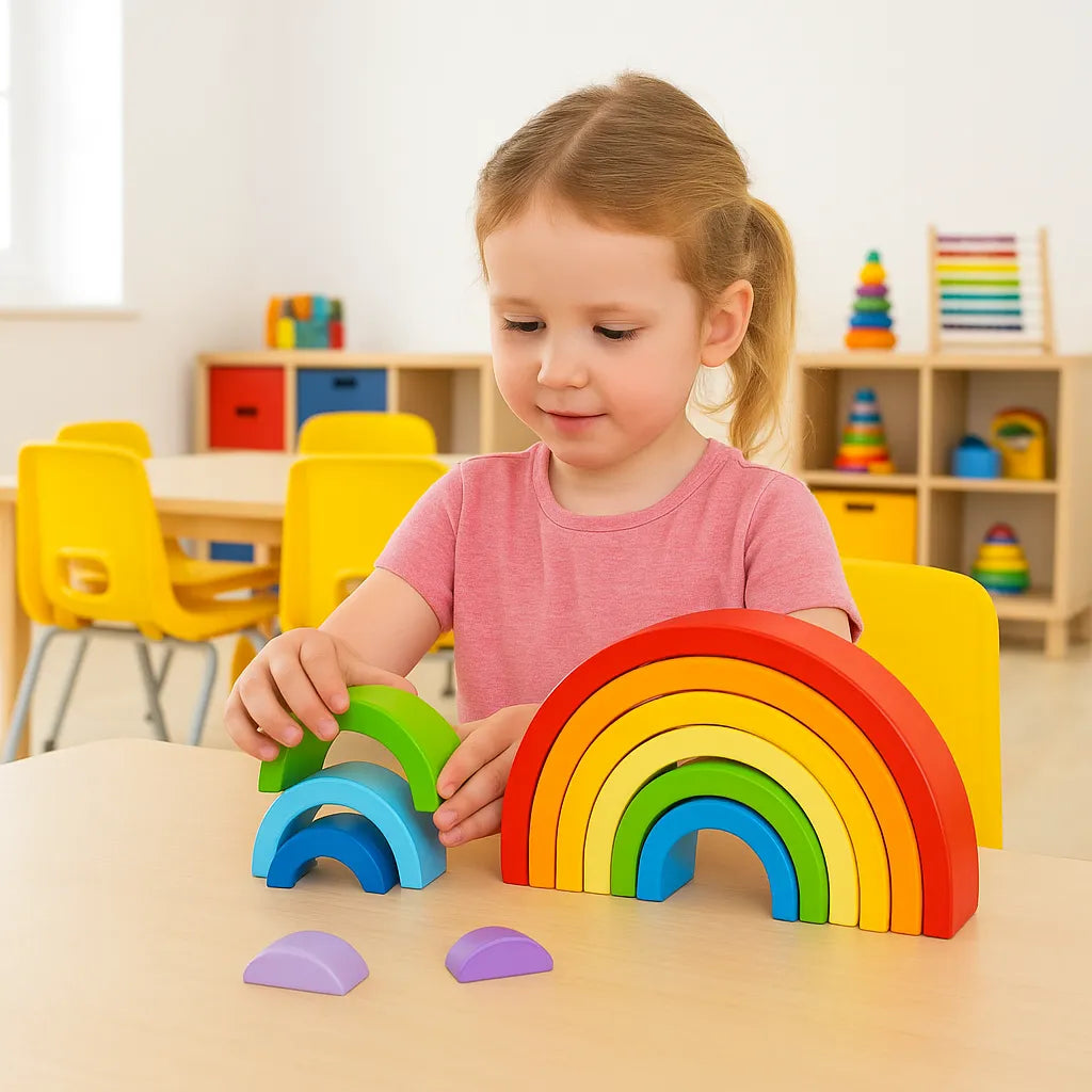 Wooden Rainbow Stacking Toy-Large-Wooden Rainbow Stacking Toy-Large