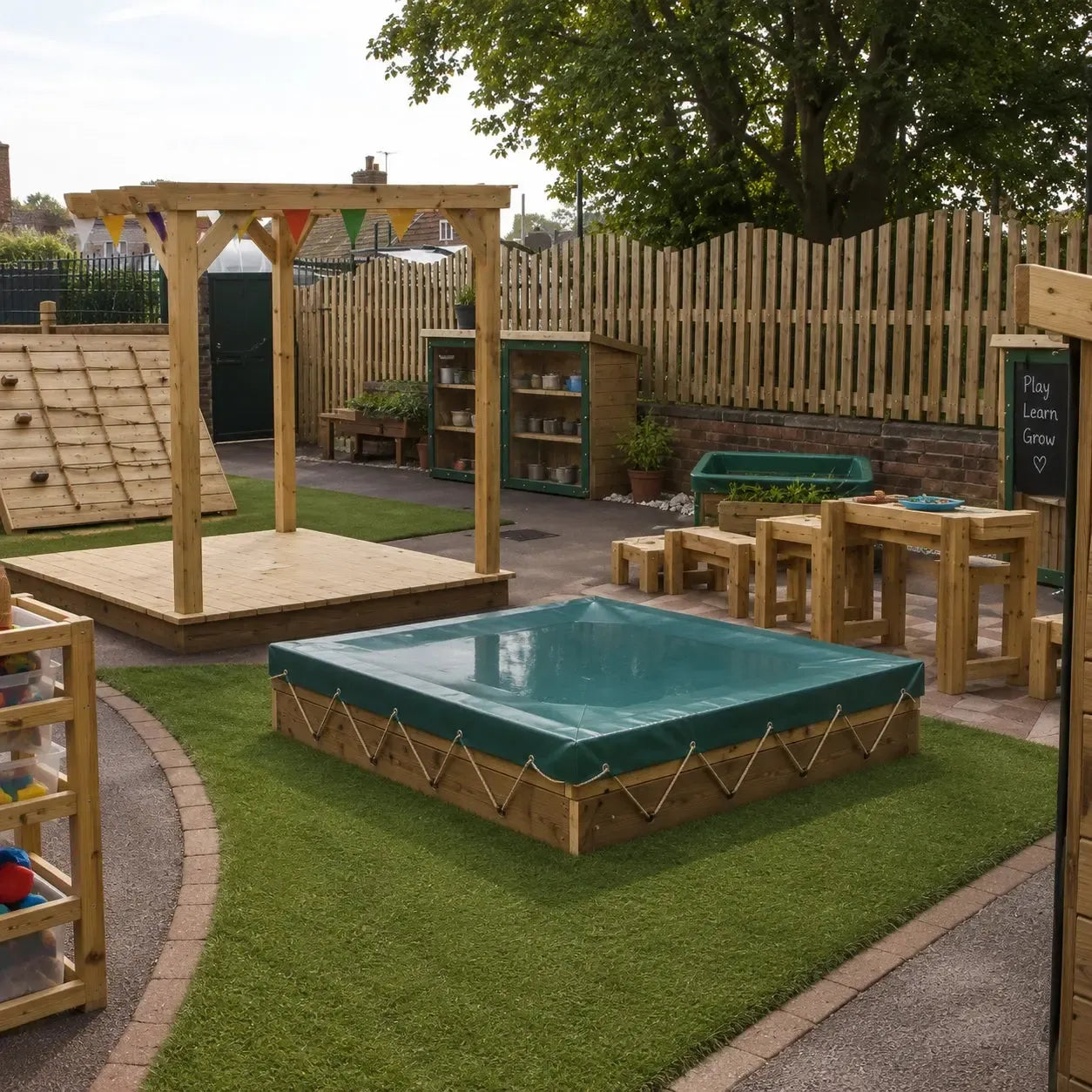 Wooden Sandpit with PVC Cover-Wooden Sandpit with PVC Cover