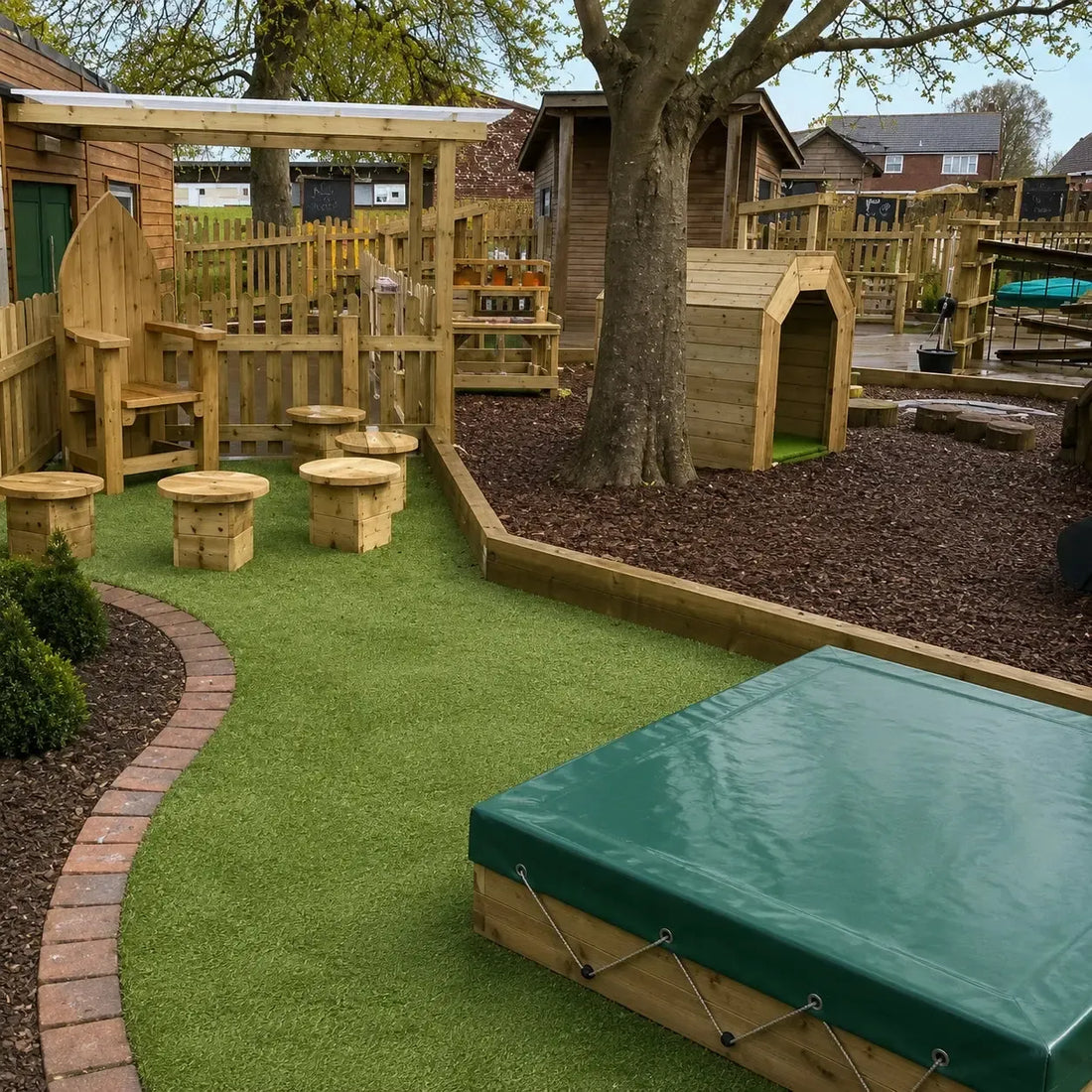 Wooden Sandpit with PVC Cover-Wooden Sandpit with PVC Cover