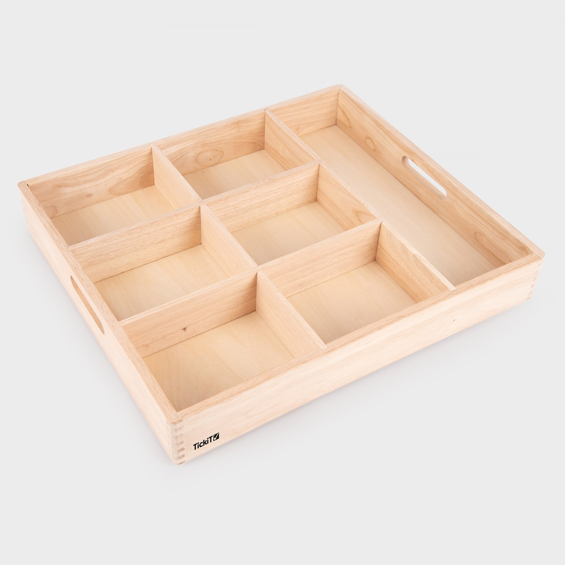 Wooden Sorting Tray 7 Way, Introducing the Wooden Sorting Tray 7 Way — a brilliant organizing solution and an essential learning aid for young minds! This exquisitely crafted tray is built from high-quality, durable beechwood and features seven separate storage compartments for versatile use. It is specifically designed to encourage creative play, critical thinking, and organization skills in your little ones.The tray measures an ample yet compact size, ideal for containing a multitude of small objects with