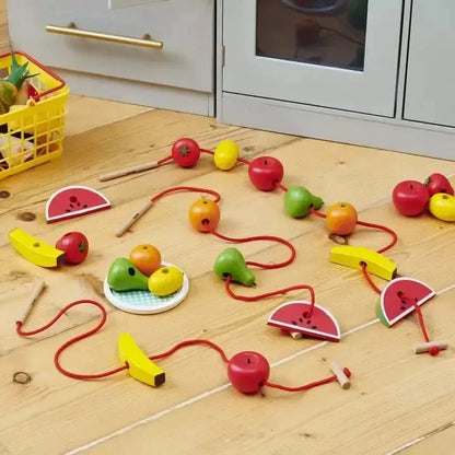Vegetable Threading Wooden Threading Fruits 24 Pack, Numeracy educational materials ...