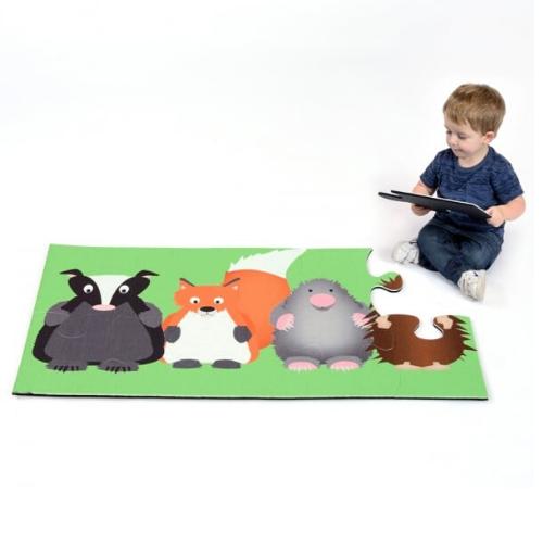 Woodland Chums Jumbo Puzzle, The Jumbo Puzzle Woodland Chums giant floor puzzle is designed specifically to help children develop key formative skills and stimulate the imagination. Use this Woodland Chums jumbo puzzle as a way to inspire discussion on topics such as Animals, Nature, Habitats and the environment. Make playtime inclusive and encourage group work and creative role play games. Jumbo Puzzle Range Giant rectangular Jigsaw Woodland Chums print Develop key skills Stimulate the imagination Encourag