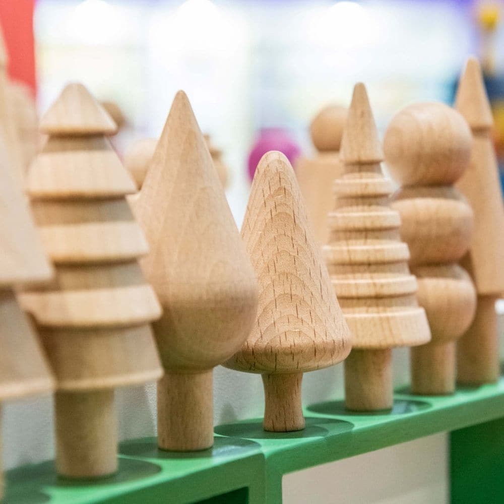 Woodland Trees Set - Pk10, Our TickiT® Wooden Woodland Trees are made from beautiful smooth solid beechwood with a natural woodgrain finish. In a range of different shapes, designs and sizes, the Woodland Trees Set is ideal for small world play, learning about the importance of trees in our ecosystem, identifying similarities and differences and for developing language and communication skills. The Woodland Trees Set is perfect for your child to use their imagination during imaginative play, improve countin