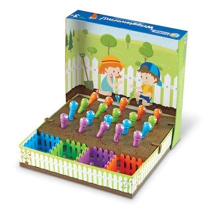 Wriggleworms Fine Motor Activity Set, Children can unearth their fine motor skills, one wriggly, stretchy worm at a time with this stunning Wriggleworms Fine Motor Activity Set. Spin the spinner, locate the worm and children use the tri-grip tongs to pull the work out of the dirt. Finger placements on the tongs make it easier for children to become used to the position and feeling of holding a pencil to get ready to write. With the included spinner and activity cards, children can turn learning into a game 