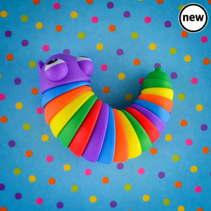 Wriggly Worm Fidget Toy, Featuring an ultra-bright and colourful design, this Krazy Wriggly Worm Fidget Toy is a great alternative to a stress ball or pop bubble fidget. This fun little worm is both bright and colourful. Plus, as you wiggle the worm, the clickity-clack of the body promises to cheer you up as you play. This sensory toy promises hours of fun and can have a serious soothing or calming effect on anyone who likes to fidget. They can help to enhance a person's dexterity and improve coordination a