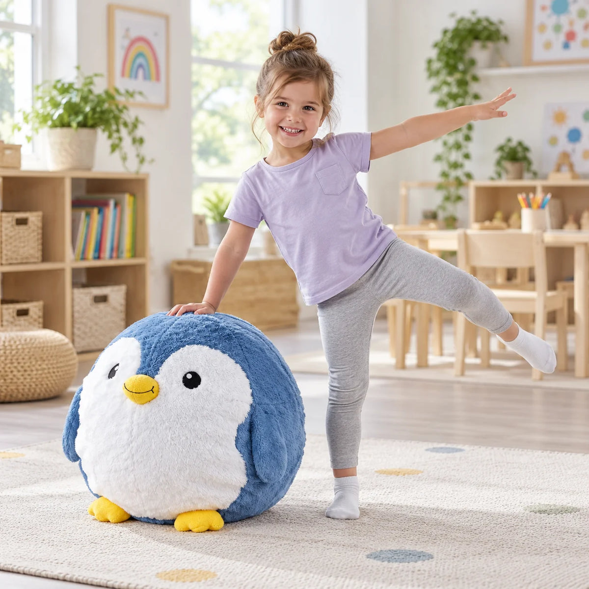 Yoga Ball Buddy with BubblePlush Penguin-Yoga Ball Buddy with BubblePlush Penguin