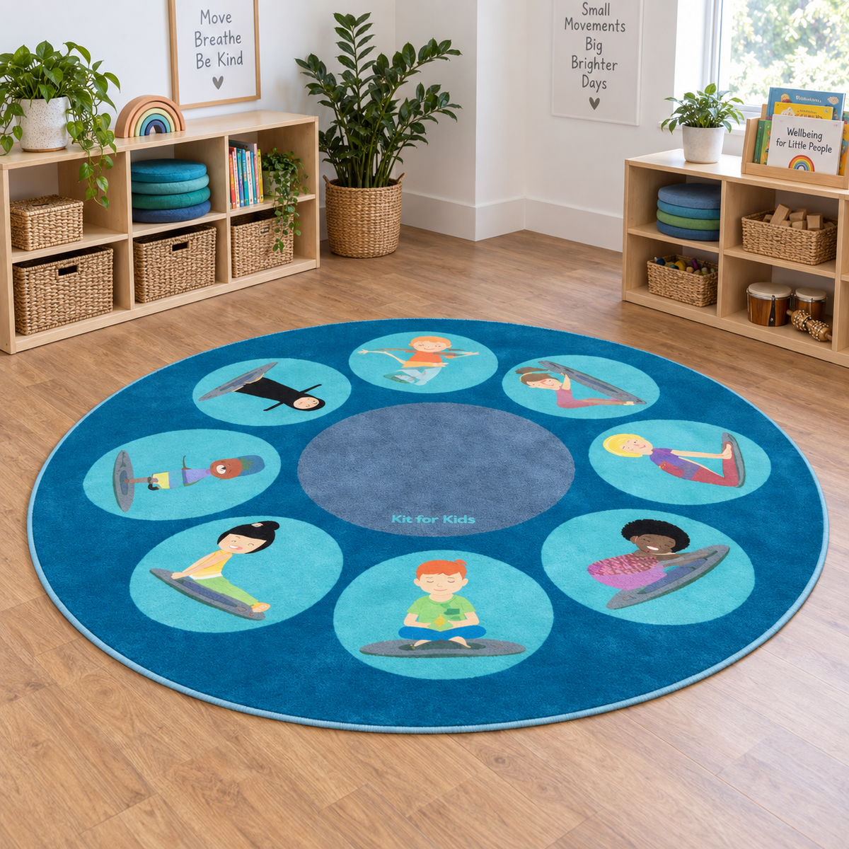 Yoga Position Carpet – eight pose placements in an early years movement room