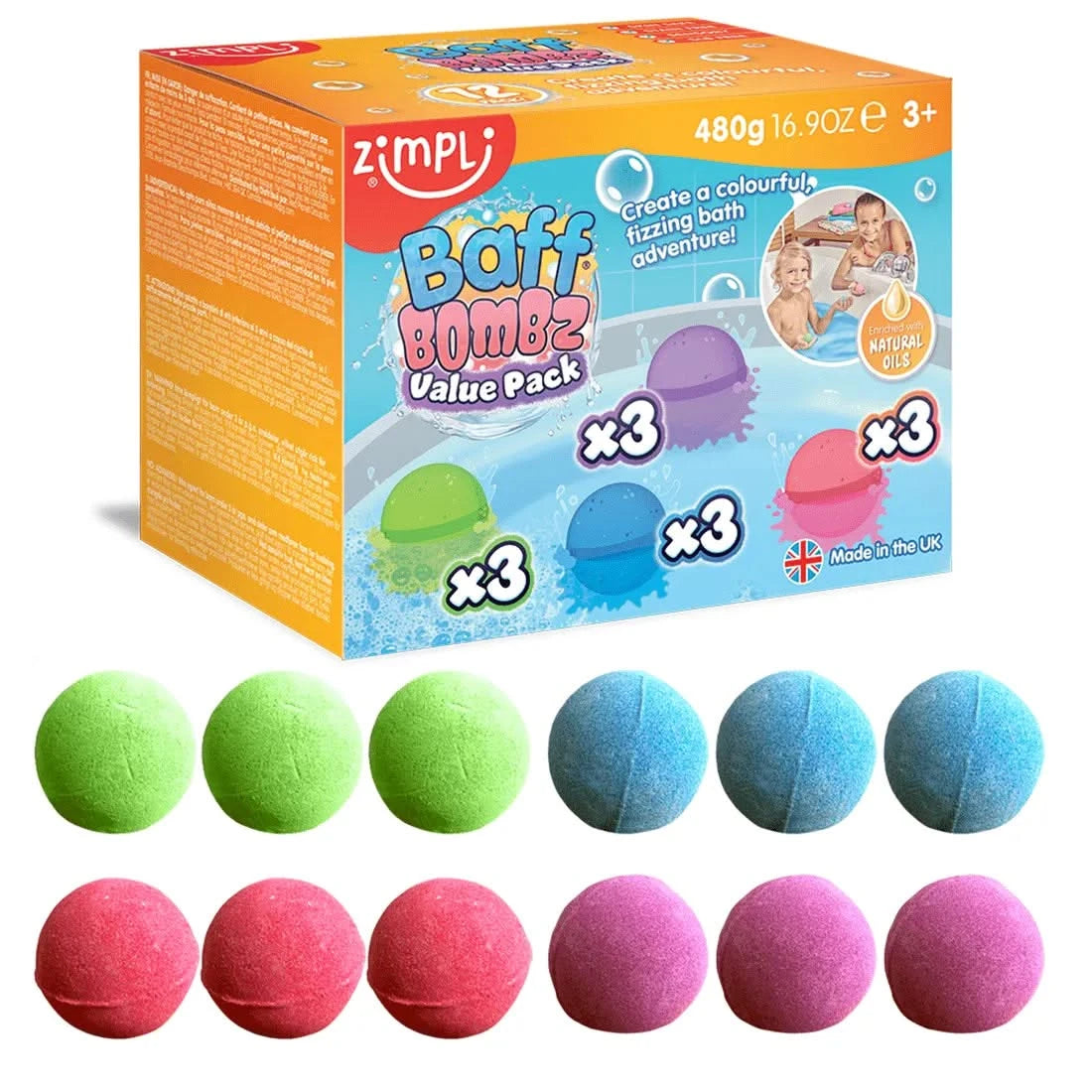 Zimpli Kids Baff Bombz Round Value Pack 12 Pack-Zimpli Kids Baff Bombz Round Value Pack 12 Pack