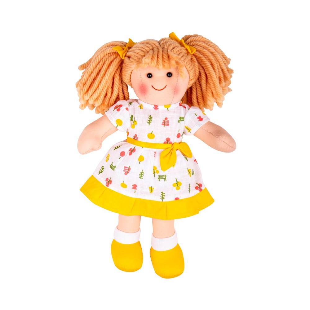 Zoe Doll - Small, Introducing Zoe, the perfect companion for your little one! This soft and cuddly ragdoll is just begging to be loved and cherished by her new best friend. From the moment your child lays eyes on Zoe, they will be captivated by her charm and adorable features.Zoe comes dressed in a stunning dress, featuring a vibrant and colorful pattern that is sure to bring joy to any child's playtime. Her super sweet smile will melt your heart, making it impossible not to fall in love with her at first s