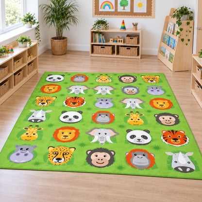 Zoo Conservation Large Carpet in spacious classroom without children