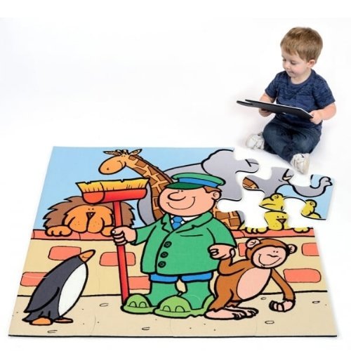 Zoo Jumbo Puzzle, Part of the Jumbo Puzzle range this giant Jigsaw depicts a Zoo image which can be used to aid discussion on topics such as Animals, Habitats, Nature and the environment. The Zoo Jumbo Puzzle is designed specifically to aid children in their development, encourage inclusive play and stimulate imagination. The Zoo Jumbo Puzzle is manufactured from durable Polyester Felt this Mat is the perfect addition to any educational or play setting. Part of the Jumbo Puzzle range Giant Jigsaw with Zoo i